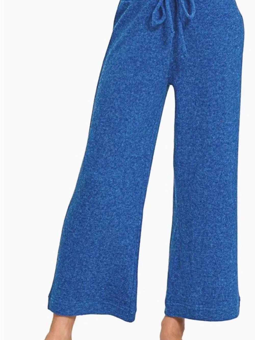 NWT Zenana Soft Brushed Hacci Wide-Leg Cropped Pants